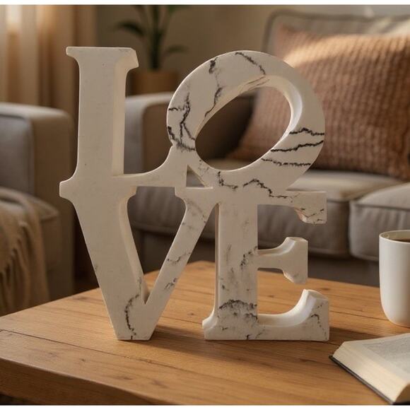 Beautiful White Marble LOVE Home Decor Piece ❤️ 9” X 8” - Picture 1 of 6